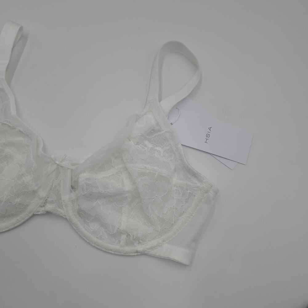 HSIA Bundle of Two Enchante Unlined Lace Underwire Bra in White Black Size 40H - Picture 7 of 10